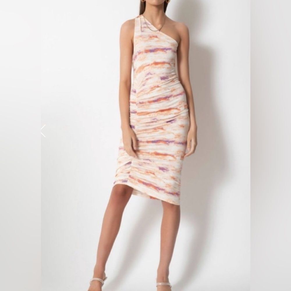 3for$20 Tart Tie Dye One Shoulder Dress Peach Lavendar Elastic Side NWOT Size: L
